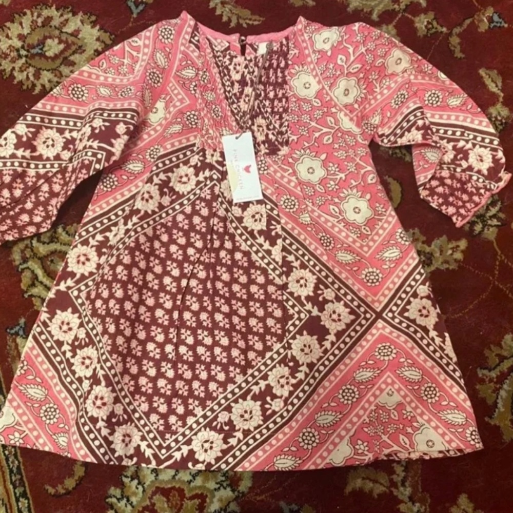 Pink chicken long sleeve dress